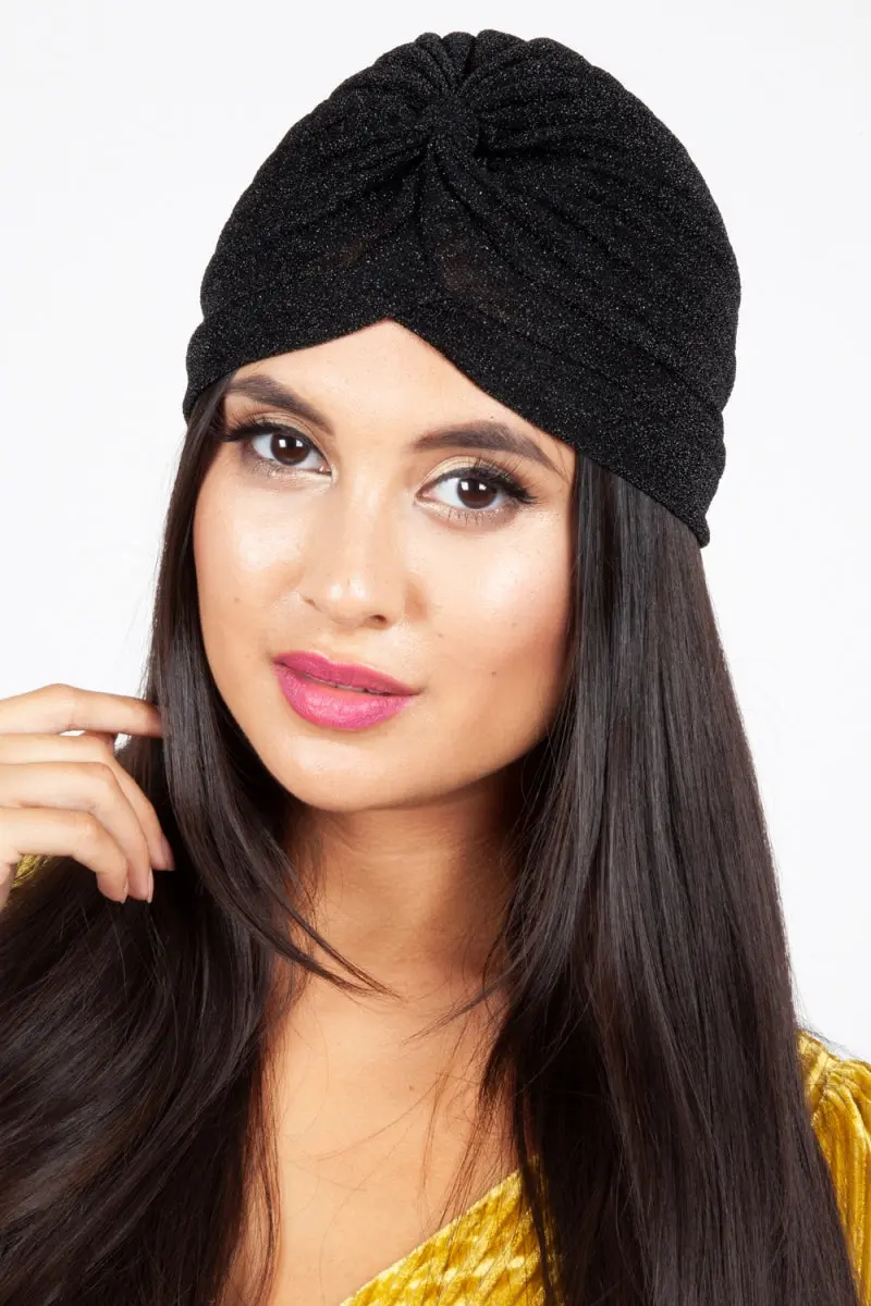 Leila Black Sparkle Turban