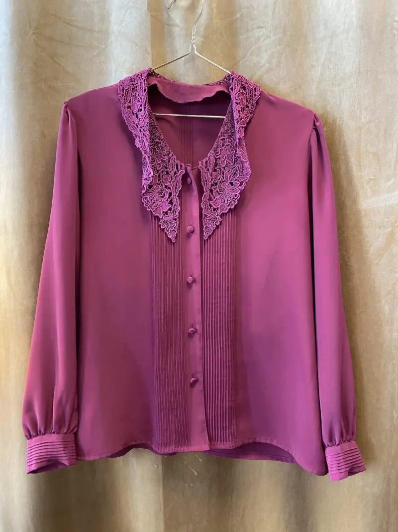 Vintage 90 talls vinrød bluse str L