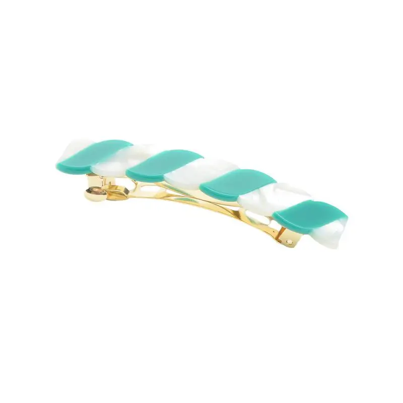 Striped Hair Clip Emerald Mix