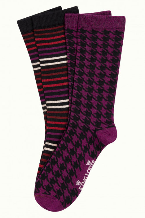 Sokker 2-pk Pied-De-Poule - Caspia Purple