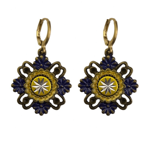 Urban Hippies Yellow/indigo asteri earrings
