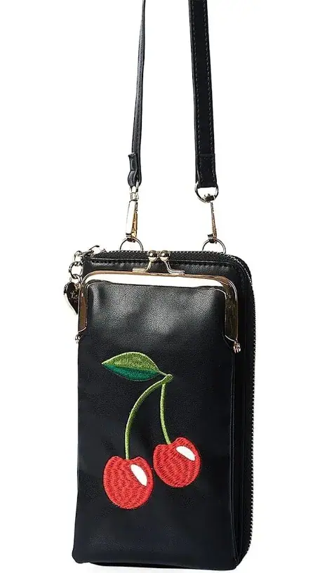 CHERRY PIE CROSS BODY PHONE BAG - Black