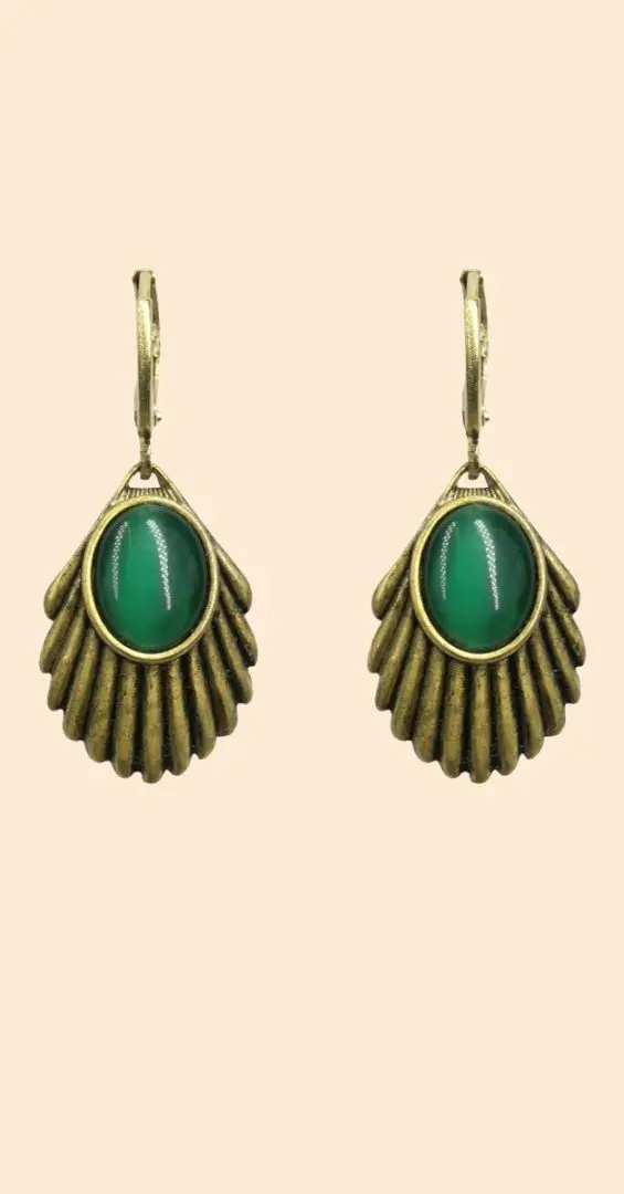 Urban Hippies Øredobber Venus Emarald Old Gold