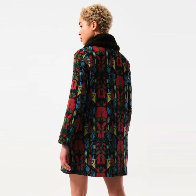 Dryden Folk Jacquard Fur Collared Coat - Bilde 3