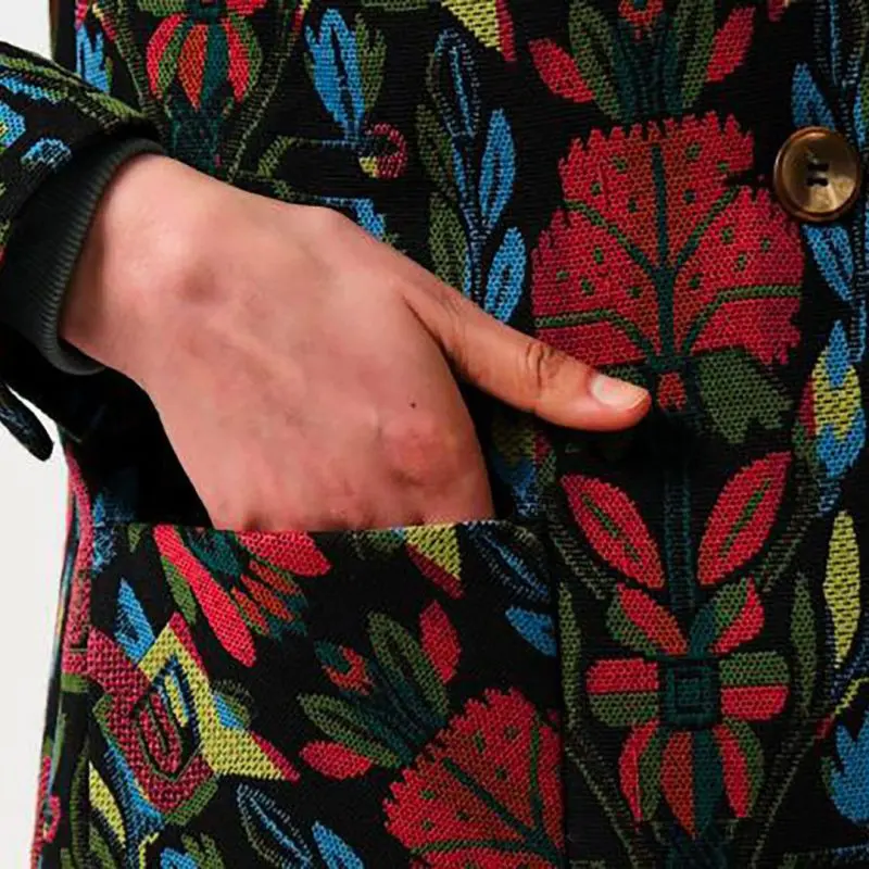 Dryden Folk Jacquard Fur Collared Coat - Bilde 4
