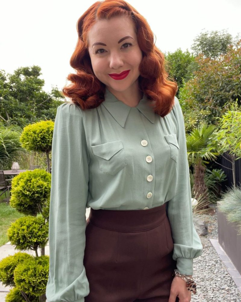 40s Sweetheart Blouse - Duckegg - Bilde 2