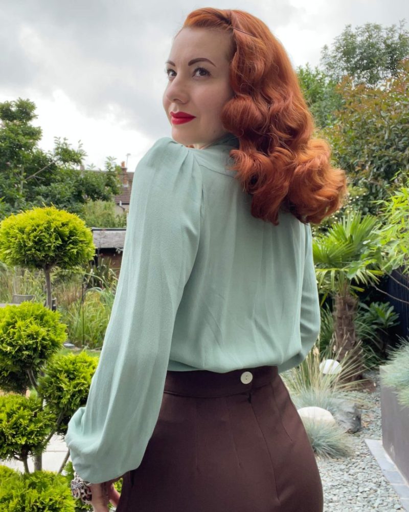 40s Sweetheart Blouse - Duckegg - Bilde 3