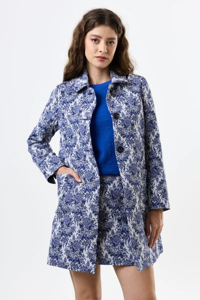 Dryden Wedgewood Jacquard Short Coat