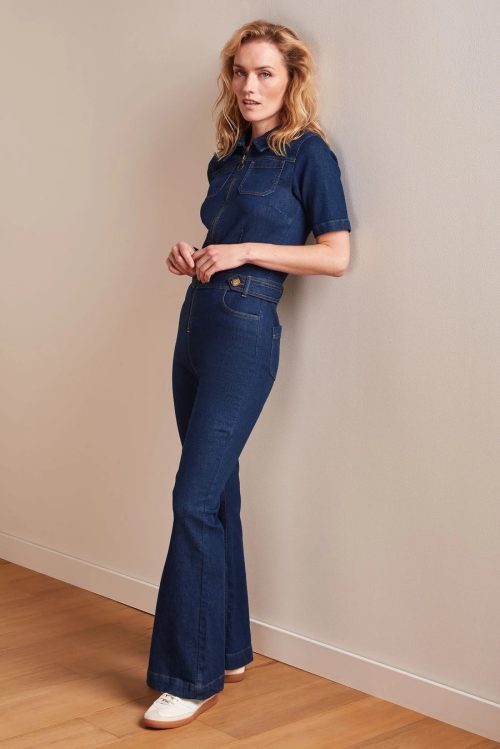 Flare Onyx Denim Jumpsuit