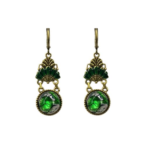 Urban Hippies Øredobber Alice green vintage glass
