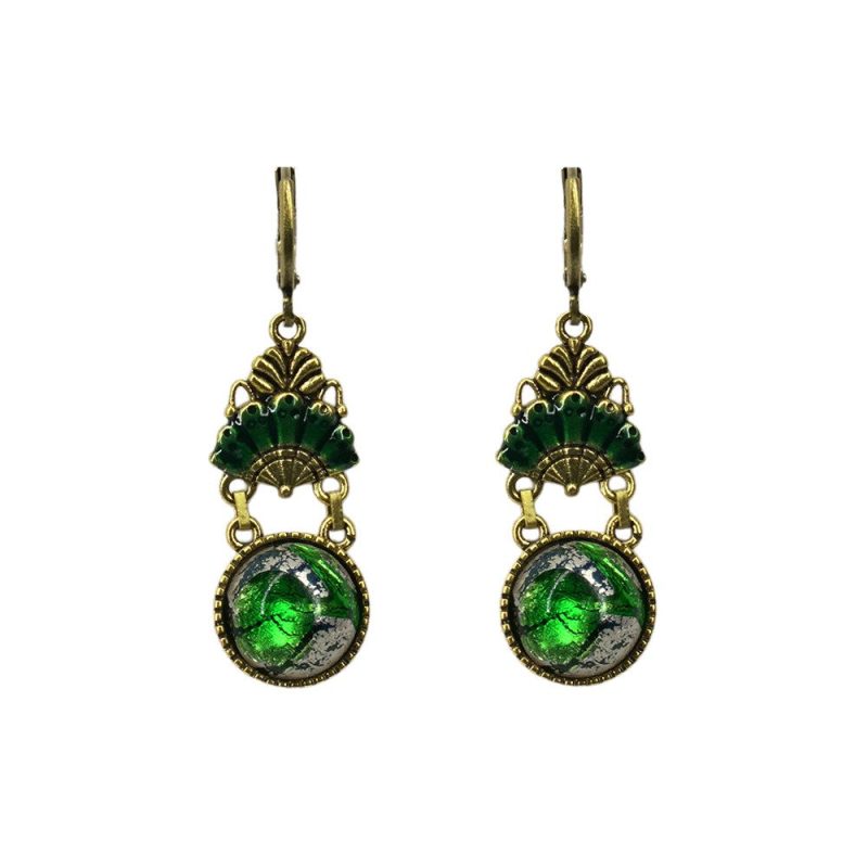 Urban Hippies Øredobber Alice green vintage glass
