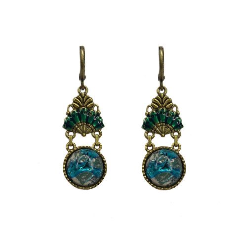 Urban Hippies Øredobber Alice aqua vintage glass