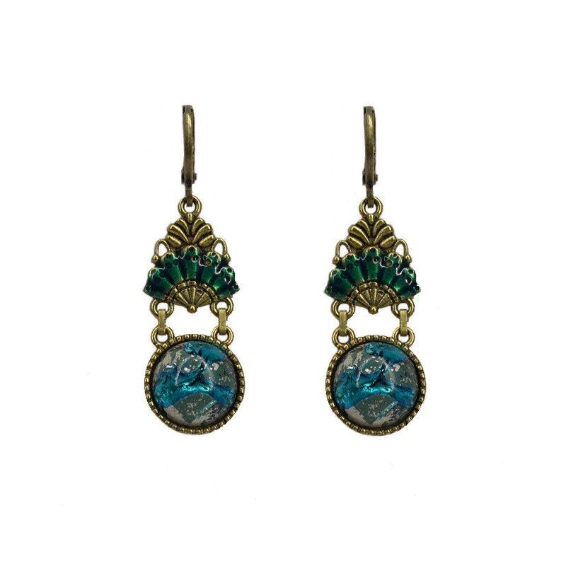 Urban Hippies Øredobber Alice aqua vintage glass