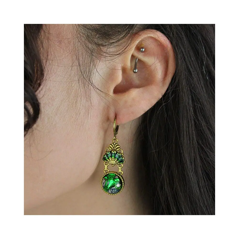 Urban Hippies Øredobber Alice green vintage glass