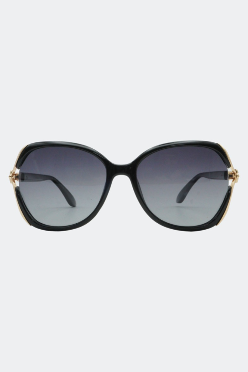 Rhinestone Detail Black Oversized Solbriller
