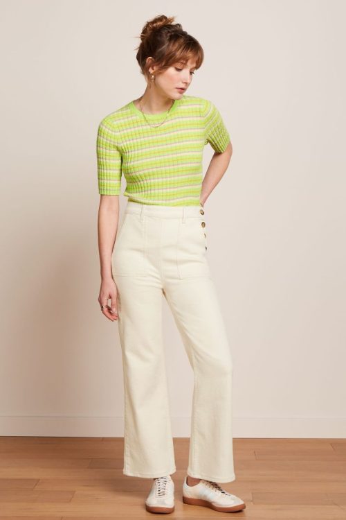 Debra Retro Denim Bukser - Ivory