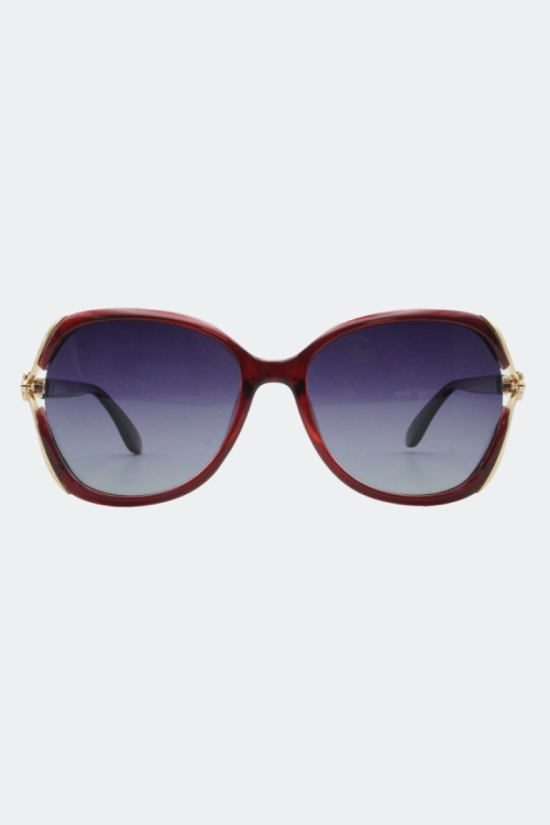 Rhinestone Detail Red Oversized Solbriller