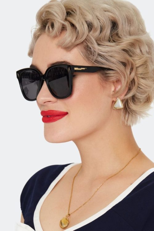 Oversized Round Black Solbriller