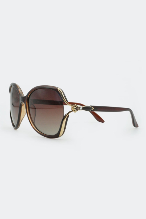Rhinestone Detail Brown Oversized Solbriller