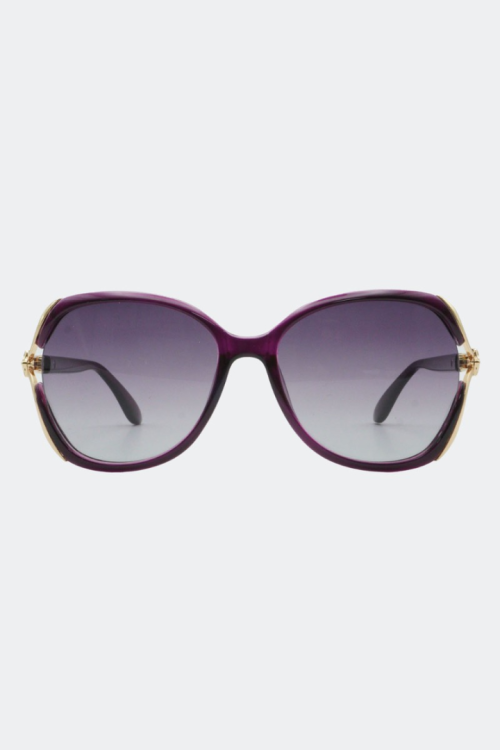 Rhinestone Detail Purple Oversized Solbriller