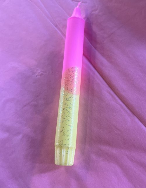 Mrs Miccio Stearinlys lack twin cross nedon pink/lime/glitter