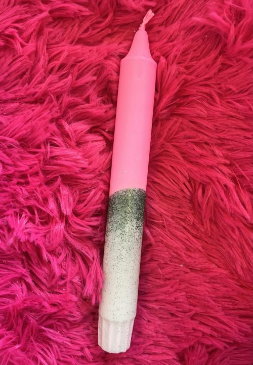 Mrs Miccio Stearinlys glitter neon pink light green-green/glitter