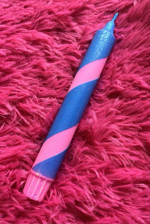 Mrs Miccio Stearinlys Polka glitz blue/magenta