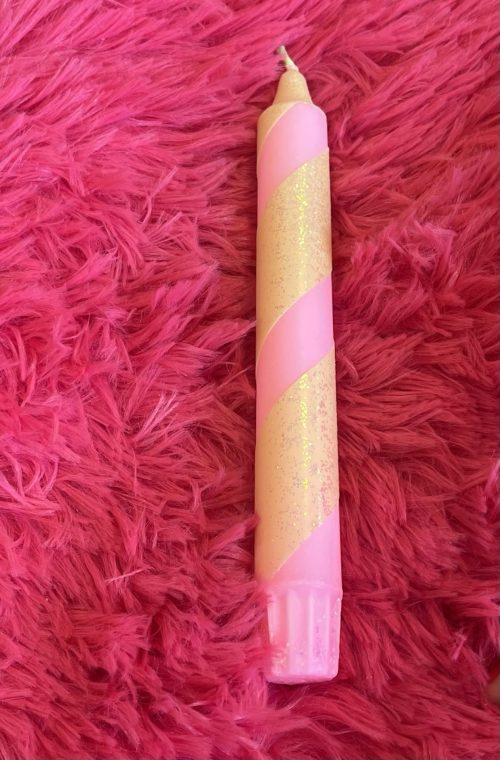 Mrs Miccio Stearinlys Polka glitz yellow<7neon pink