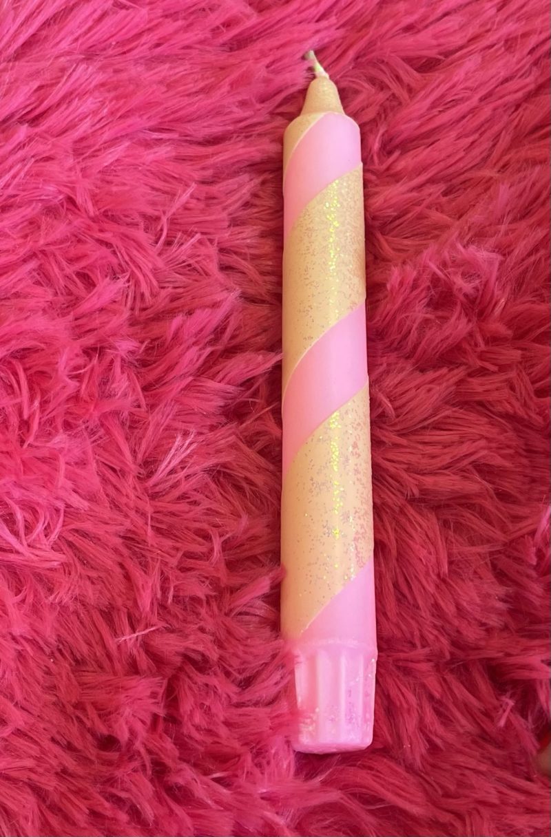 Mrs Miccio Stearinlys Polka glitz yellow<7neon pink