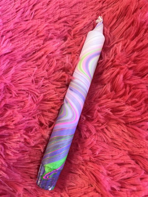 Mrs Miccio Stearinlys dip marble light pink m.purple/light green/neon pink