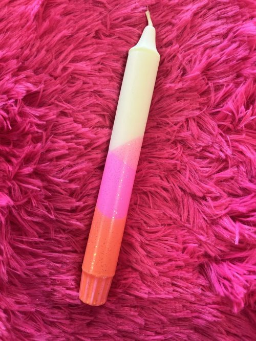 Mrs Miccio Stearinlys twin cross neon green/magenta/b.orange/glitter