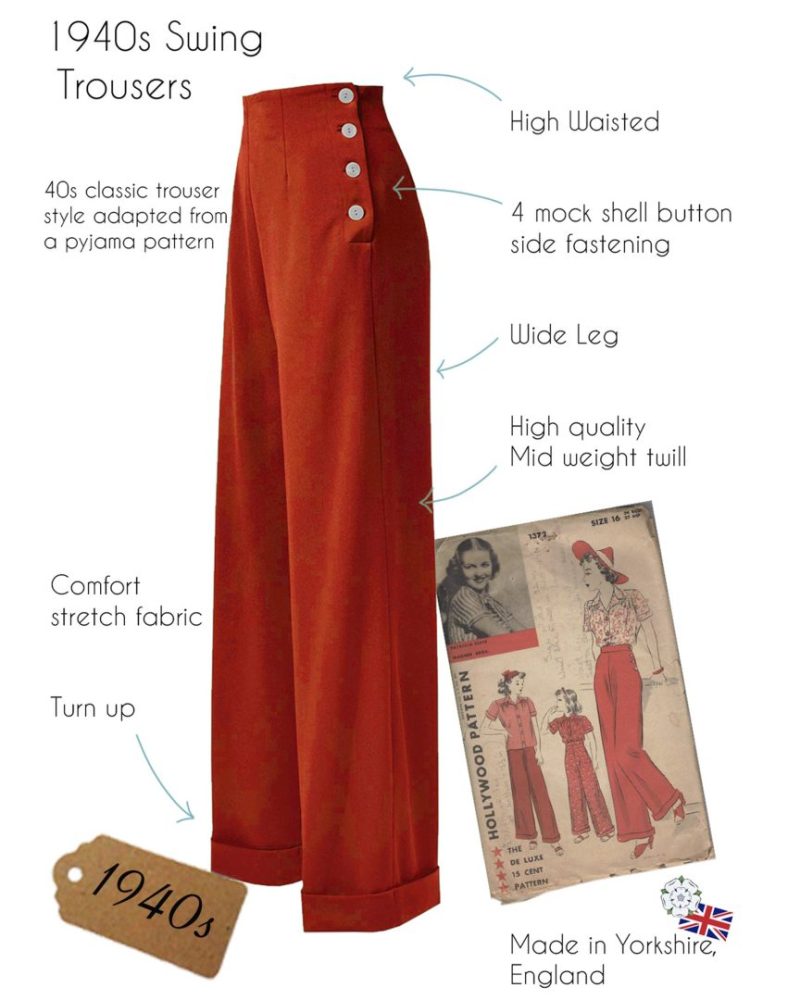 1940s Swing Trousers - Red - Bilde 4