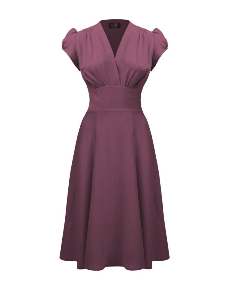 1930s 'Ava' Tea Dress - Plum - Bilde 2