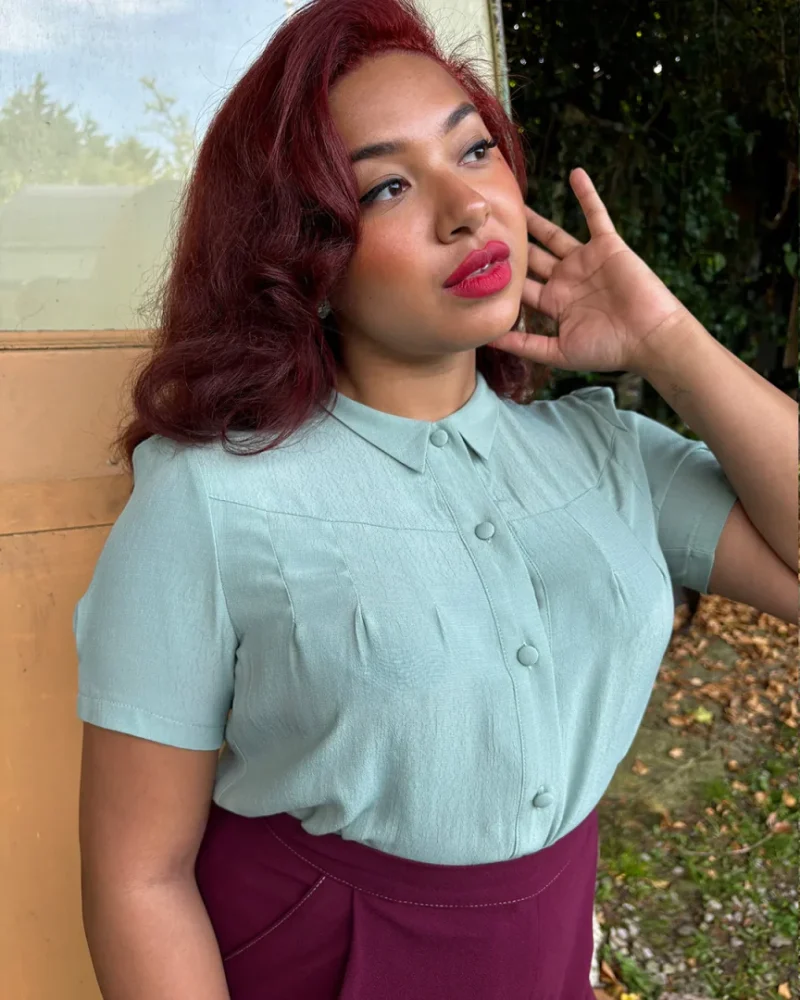 30s Bonnie Bluse - Duck Egg - Bilde 3