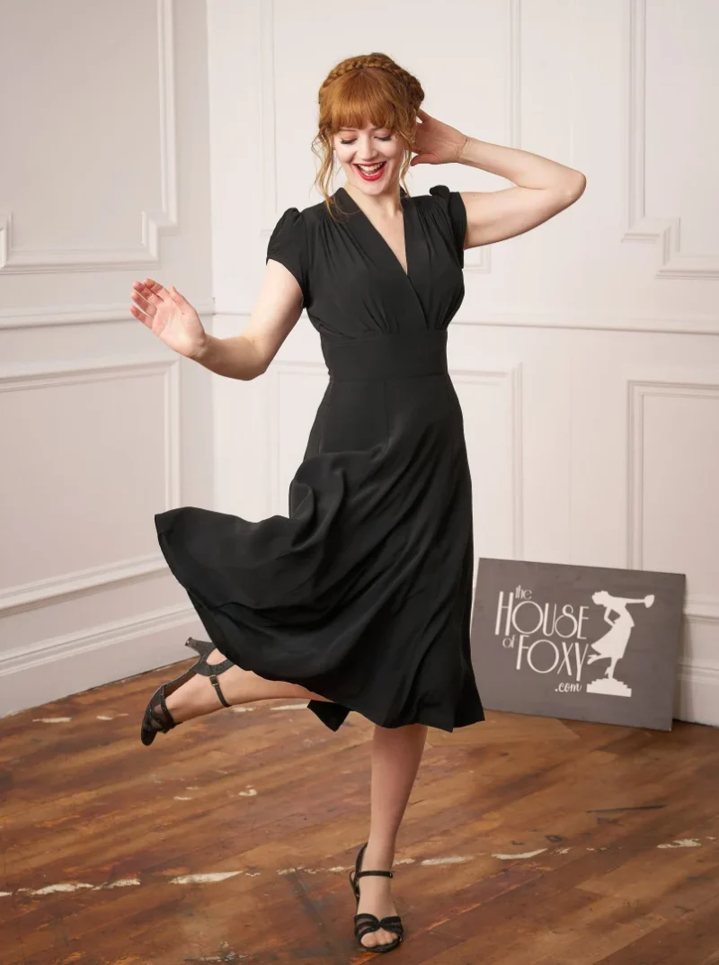 1930s Ava Tea Dress - ebony - Bilde 5