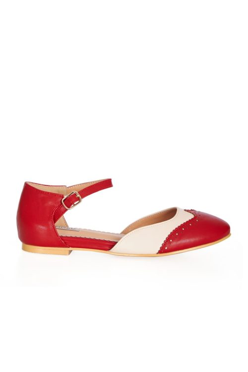 Dapper  Dancemates Flats Red & White