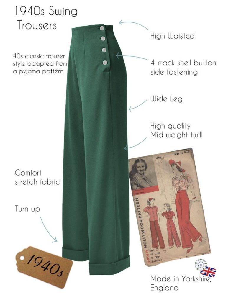 1940s Swing Trousers - Bottle Green - Bilde 3