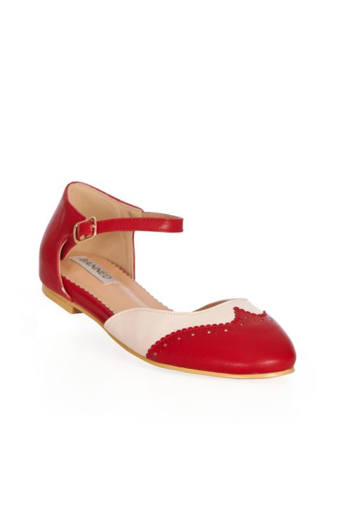 Dapper  Dancemates Flats Red & White
