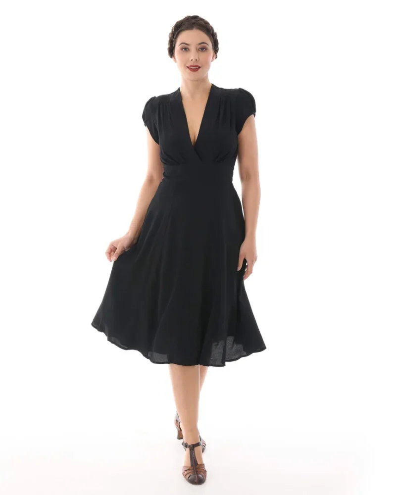 1930s Ava Tea Dress - ebony - Bilde 3