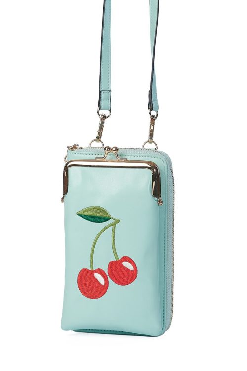 Cherry Pie Cross Body Phone Bag - Mint