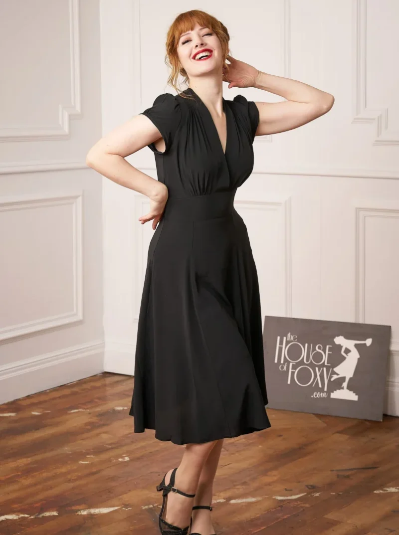 1930s Ava Tea Dress - ebony - Bilde 4