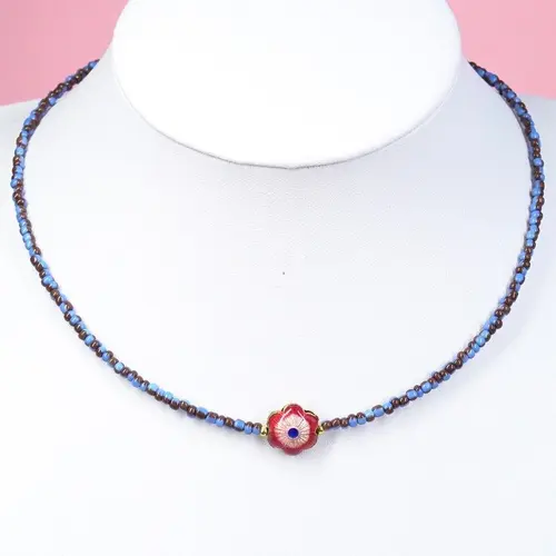 Urban Hippies Smykke Choker kobalt/pink flower