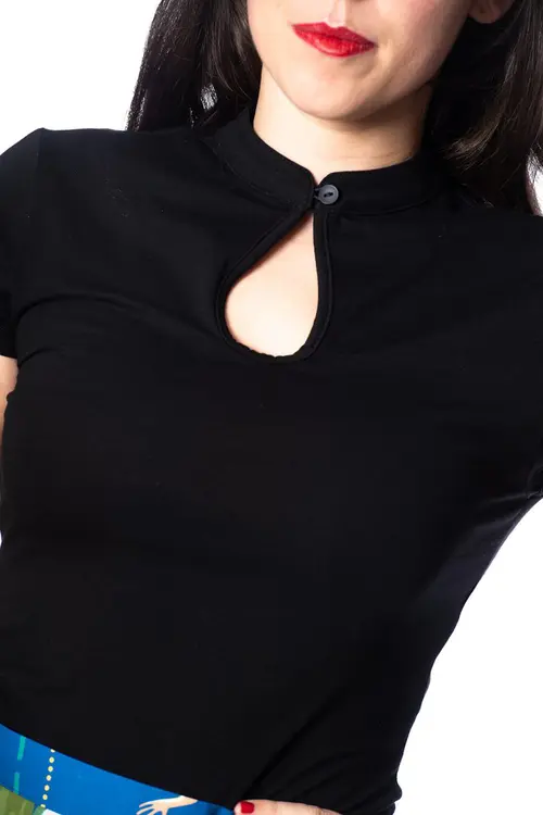 Mandarin Collar Topp - Black