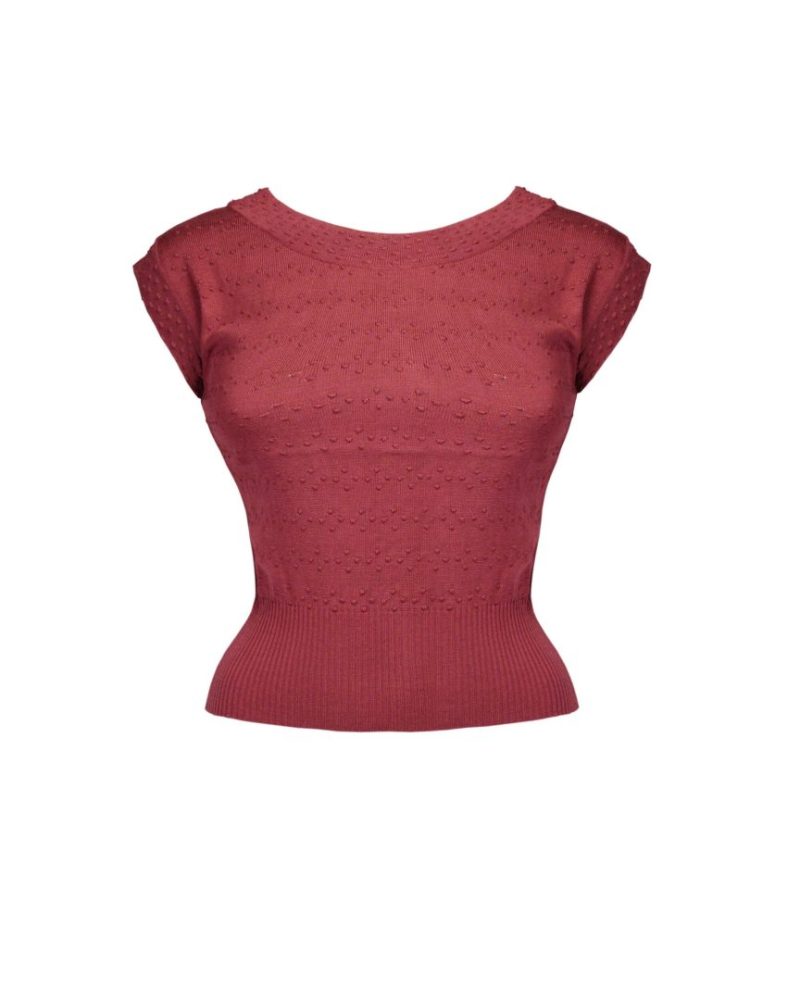 1950s Scoop Neck Knitted Top - Rose - Bilde 4