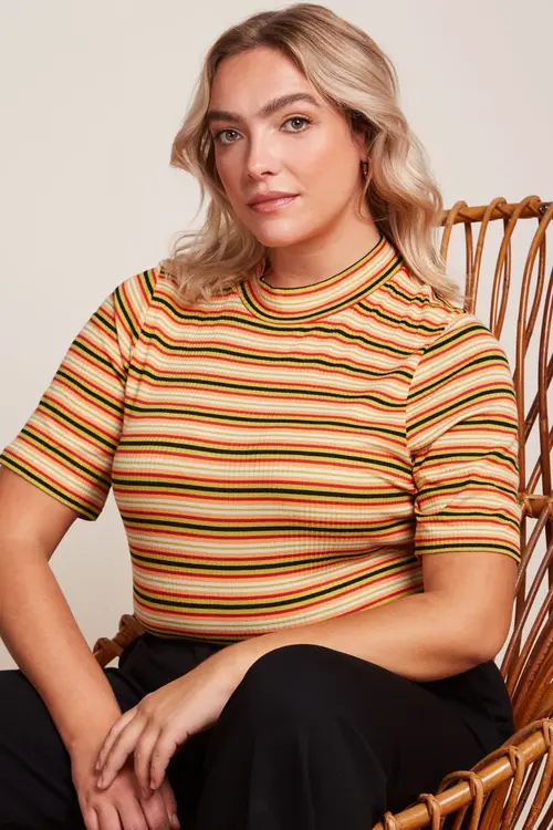 Turtle Seaside Stripe Topp - Spring Yellow