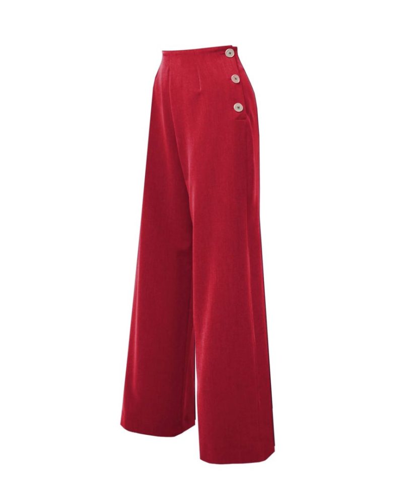 Pretty 1940s Wide Leg Trousers in Red - Bilde 3