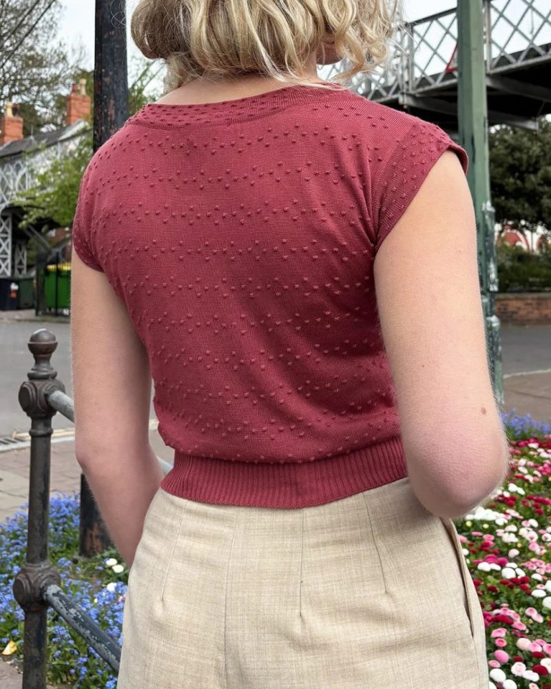 1950s Scoop Neck Knitted Top - Rose - Bilde 3