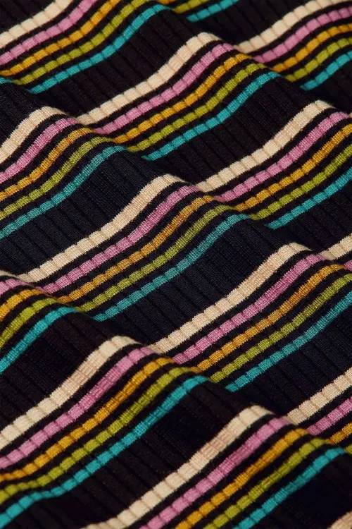 Rollneck Frostine Stripe Topp - Woodbine Green