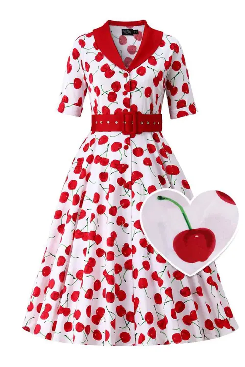 Mollie Cherry Full Circle Shirt Dress