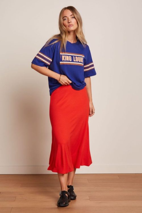 Juno Milano Crepe Midi Skjørt - Fire Red